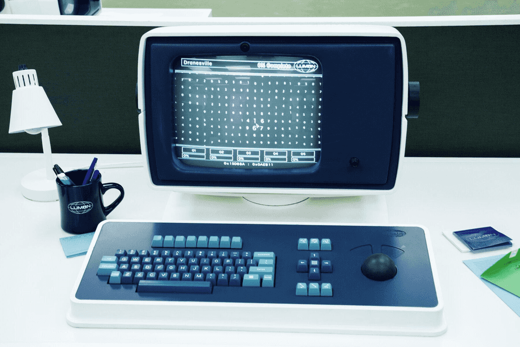 A typical working day at the office, in the series "Severance". 